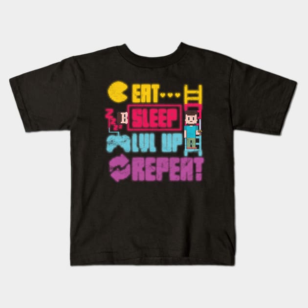 Gamer Eat Sleep Level Up Repeat Kids T-Shirt by avshirtnation